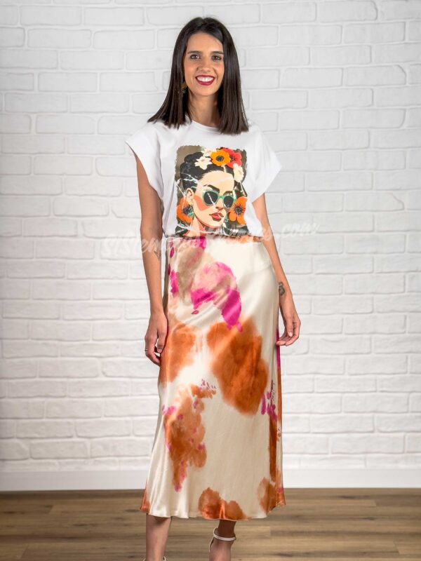 Falda de raso estampada - 1