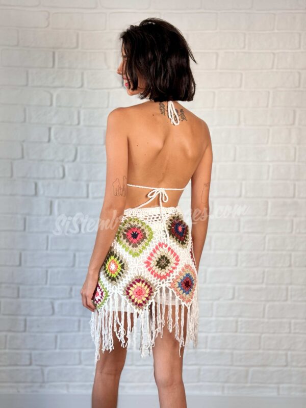 Falda corta de crochet Kuna - Blanco - Imagen 2