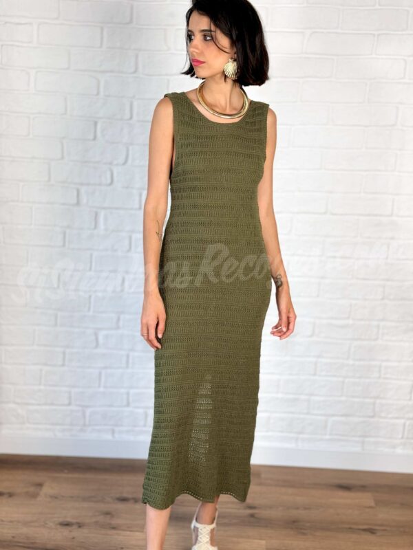 Vestido de punto Yoruba - Verde caqui - Imagen 2