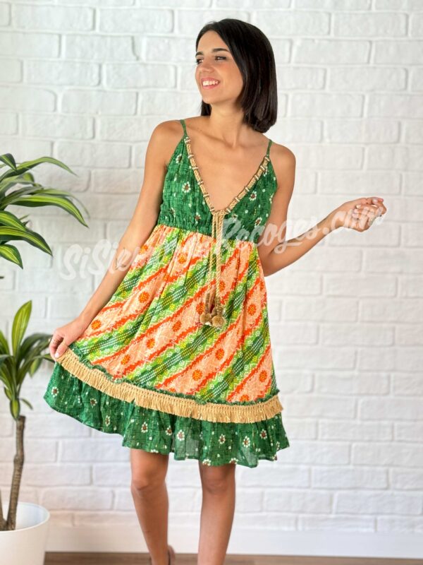 Vestido Boho corto Alborada – Verde