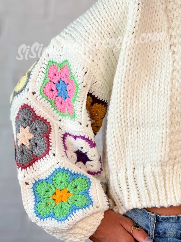 Rebeca de crochet Rocío - Color Hueso - Imagen 3