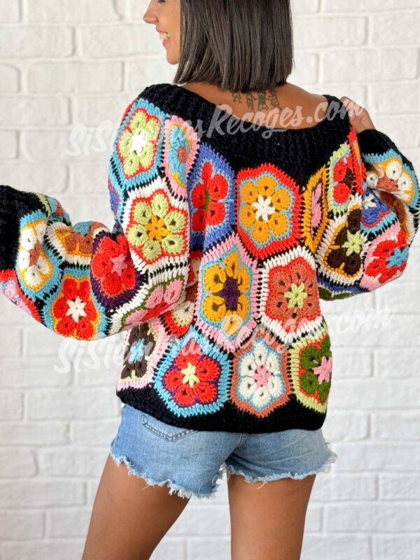 Jersey de crochet Orquídea - Negro - Imagen 2