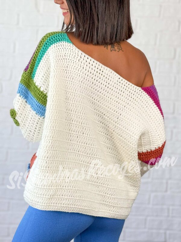 Jersey de crochet Petalitos - Blanco - Imagen 2