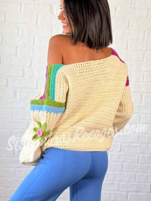 Jersey de crochet Petalitos - Beig - Imagen 2