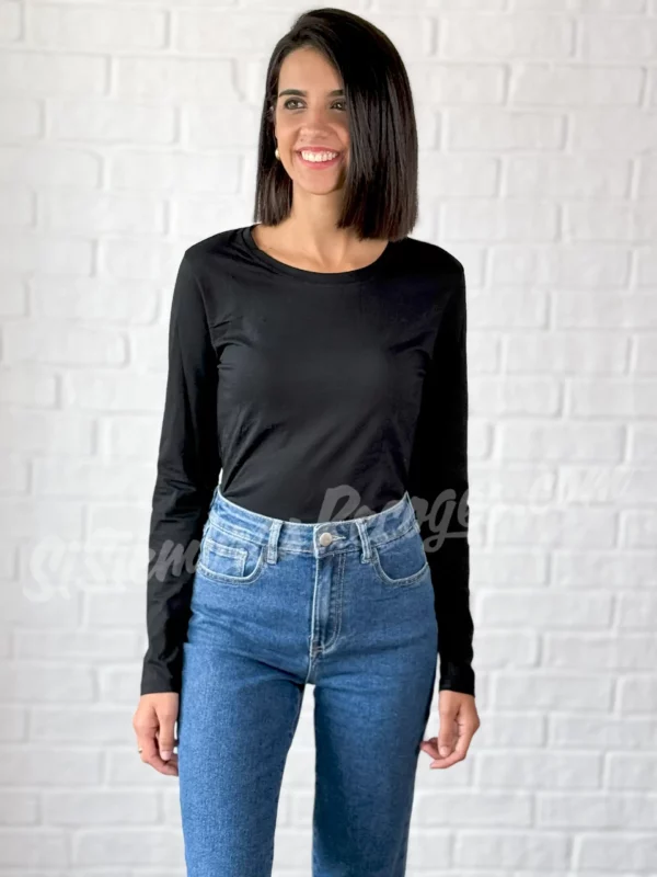 Camiseta manga larga Lotus - Negro