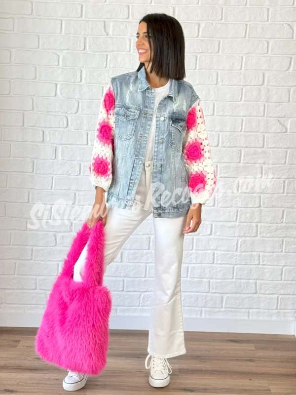 Chaqueta de Crochet Rosado Luxe - Imagen 2