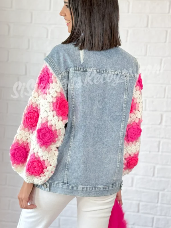 Chaqueta de Crochet Rosado Luxe - Imagen 3