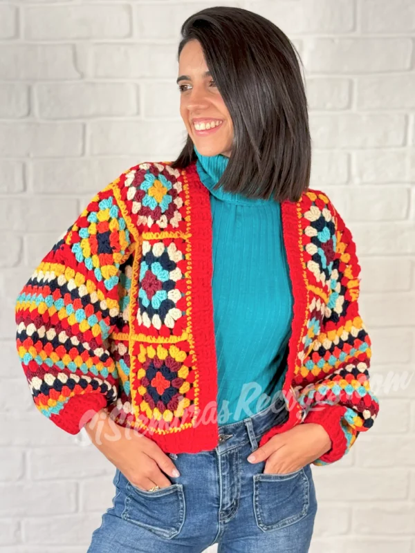 Rebeca de crochet Genova - Rojo