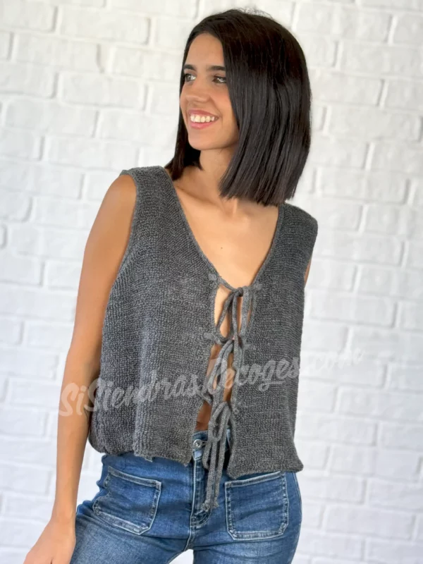 Chaleco Boho Bari - Gris