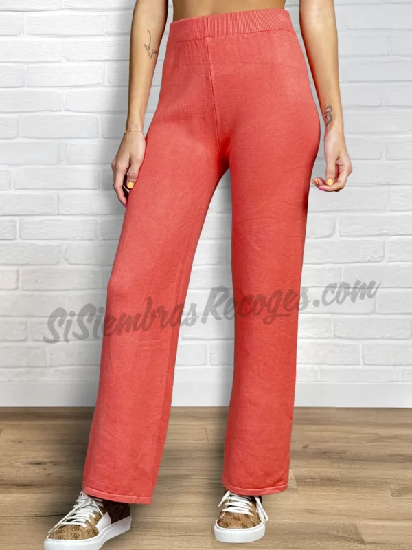Pantalón de punto Vibrante - Coral